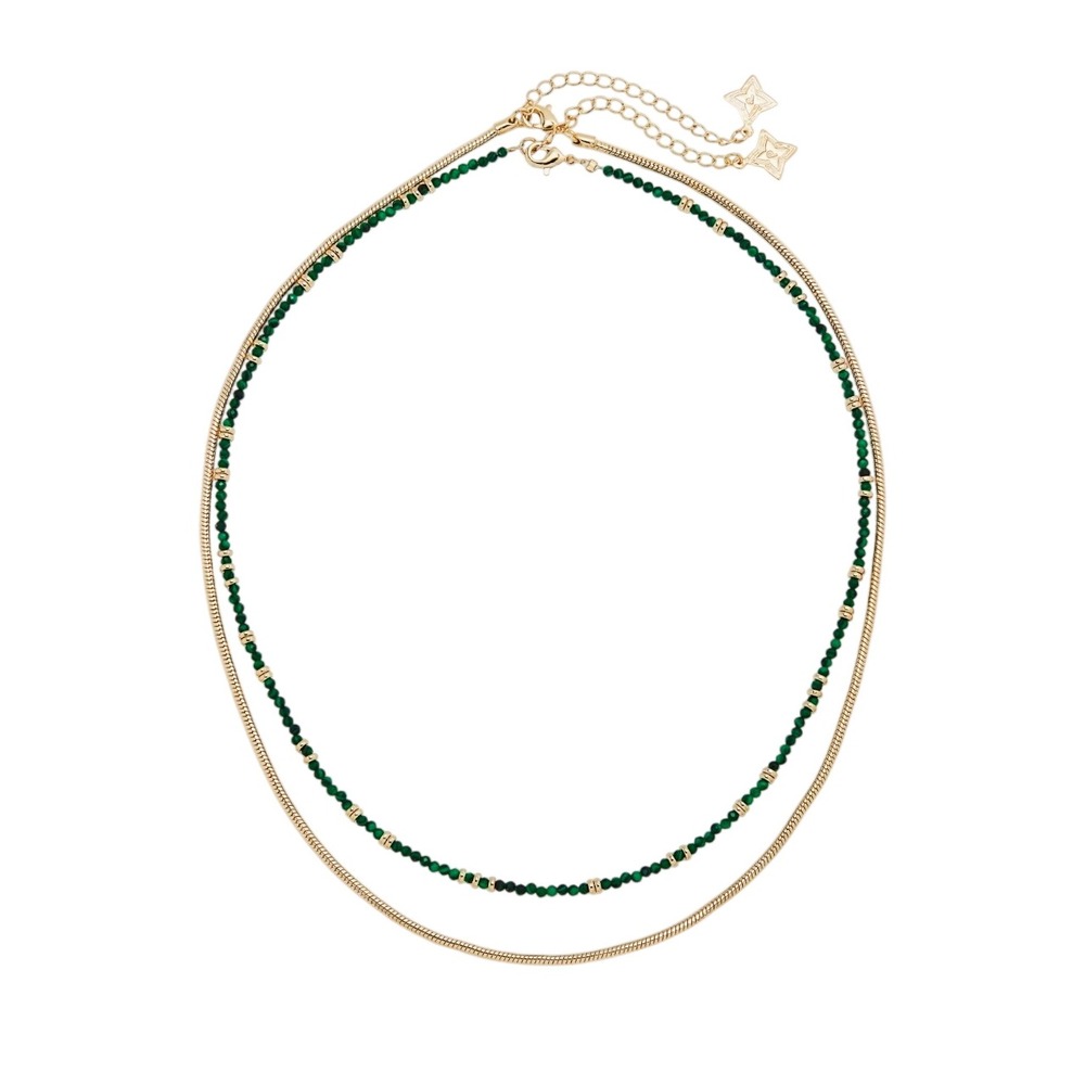 Dainty Gold Green Beaded Layered Necklace Nordstrom Malachite Style 2pc Trendy